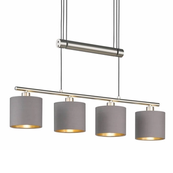 Lampa abażurowa wisząca Garda 305400441 nad stół do salonu szara nikiel
