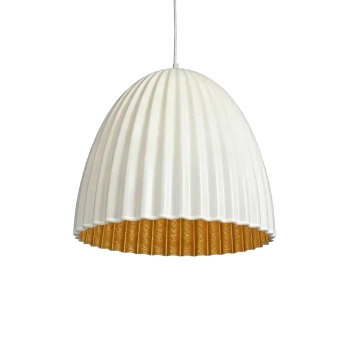 Wisząca lampa z żywicy Elva LP-0809/1P WH ryflowana złota biała