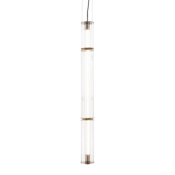 Ryflowana lampa zwisająca Merezi 2 5217 LED 30W 3000K szklany mosiądz patyna