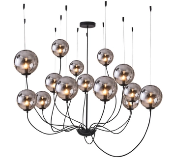 Futurystyczna lampa wisząca Conflux szklane kule przydymione
