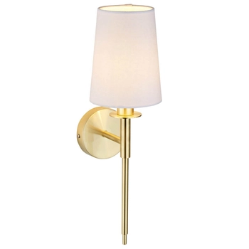 Abażurowy kinkiet ścienny L&-192955 Light& do salonu biały złoty