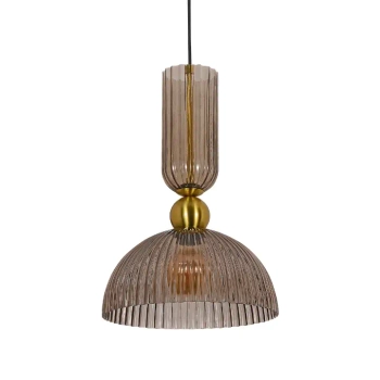 Szklana lampa wisząca Piega LP-939/1P L smoked przydymiona złota