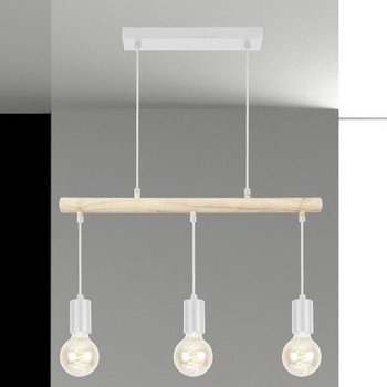 Wisząca lampa IZZY 33-78070 metalowa hygge zwis loftowy biały drewno