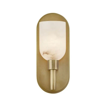 Owalna lampa ścienna Lucian QN-LUCIAN1-VBS-AR do salonu mosiądz