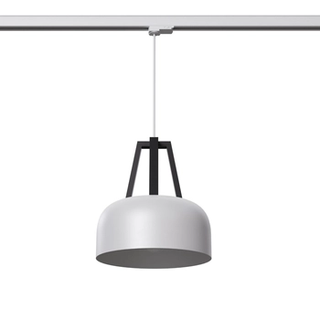 Kopułowa lampa wisząca z żarówką CASCO MYL.00191 3-fazowa biały czarny