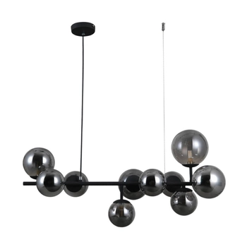 Modernistyczna LAMPA wisząca FRONTERA PND-40423-10 Italux metalowa OPRAWA szklane kule zwis czarny przydymiony