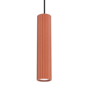 Podłużna lampa wisząca KARBON SL.1630 tuba ryflowana terakota