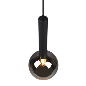 Lampa zawieszana CLAYTON 310300132 Trio pojedyncza bańka przydymiona czarny