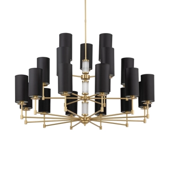 Abażurowy żyrandol do jadalni Empoli EMP-ZW-12+6+3 (ZM) czarny mosiądz