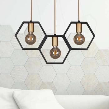 Modernistyczna LAMPA wisząca Honey K-4721 Kaja metalowa OPRAWA geometryczny ZWIS na listwie czarny złoty