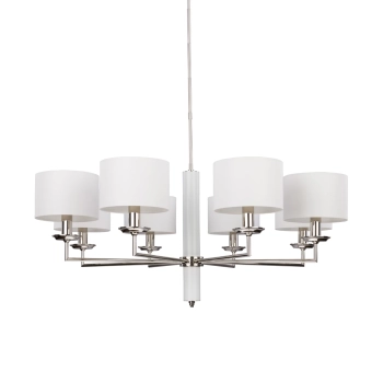 Abażurowy żyrandol Modesto MOD-ZW-8 (BC) tkaninowy biały nikiel