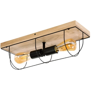 Druciana lampa sufitowa NETUNO 92043274 retro drewno czarna