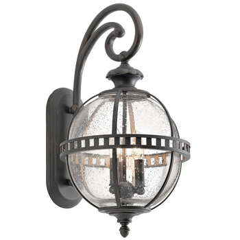 Rustykalna LAMPA elewacyjna Halleron KL-HALLERON-2M Elstead KICHLER ścienna OPRAWA industrialna outdoor IP44 czarna przezroczysta