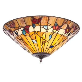 Witrażowa lampa sufitowa Bernwood 63948 Interiors Tiffany czarna kolorowa