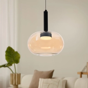 Szklana wisząca lampa BUENO złota czarna 31-50465 1xGx53 owalna nad stół