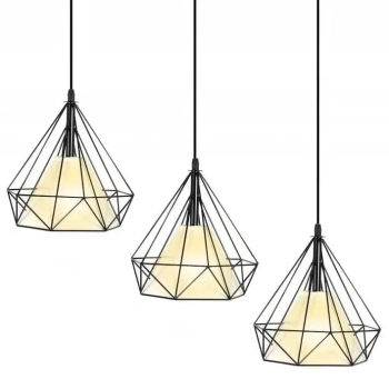 Industrialna lampa wisząca Diament 499 Domeno LED druciana potrójna czarna