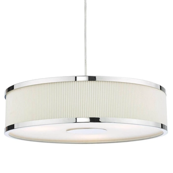 Wisząca lampa materiałowa Alvaro ALV1033 okragła chrom kość słoniowa