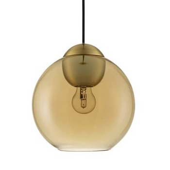 Metalowa lampa wisząca Balmi LE43412 do salonu kula złota bursztynowa