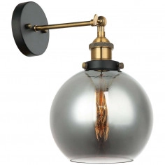 Kinkiet LAMPA ścienna CARDENA MBM-4330/1 GD+SG Italux loftowa OPRAWA szklana kula ball skandynawska przydymiona
