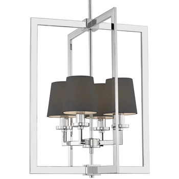 Lampa wisząca do salonu London p04021ch-bk Cosmolight metal tkanina srebrna czarna