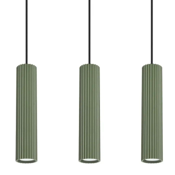 Ryflowana lampa wisząca KARBON SL.1613 potrójna oliwkowa