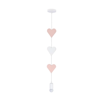 Wisząca lampa drewniana Hearts serduszka białe różowe