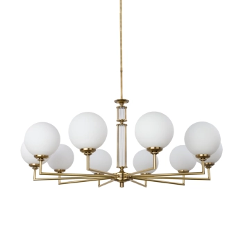 Żyrandol okrągły ze szkła Artu Glass ART-ZW-10 (P) G biały mosiądz