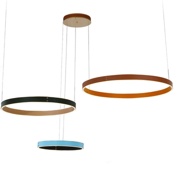 LAMPA wisząca MANEZIA PND-270160-3C-BL+BR+BK Italux metalowa OPRAWA okrągły zwis LED 148W 3000K pierścienie rings czarne