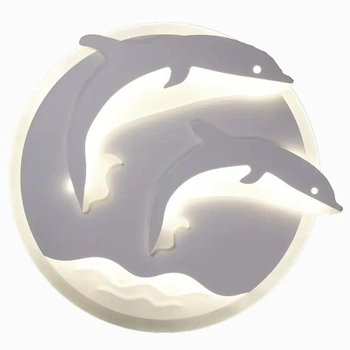 LAMPA sufitowa VEN P-666/1 dekoracyjna OPRAWA plafon LED 74W delfiny biały