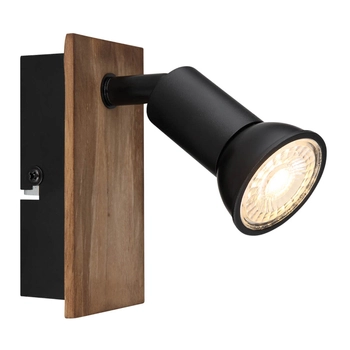 Lampa ścienna Drew 57998-1W reflektorek drewniany czarny