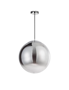 Wisząca lampa loftowa Caleta kula do holu chrom przydymiona