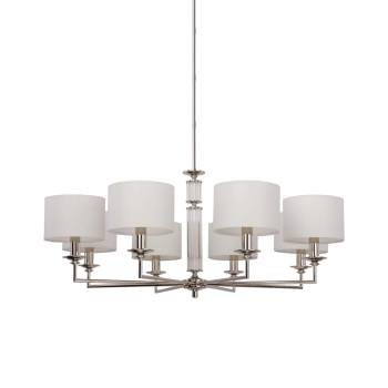 Abażurowy żyrandol Artu ART-ZW-8 (N) sypialniany nikiel biały
