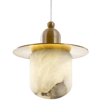 Regulowana lampa wisząca Volterra P01982BR Cosmolight mosiądz alabaster