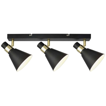 LAMPA sufitowa BIAGIO MB-H16079M-3 Italux metalowa OPRAWA reflektorki plafon na listwie hygge czarne złote