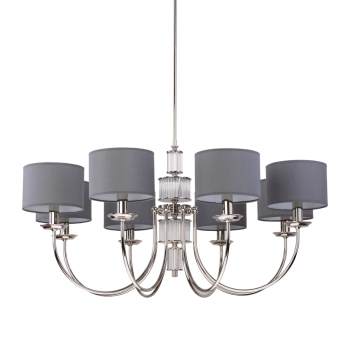 Pałacowy żyrandol z abażurami Cero CER-ZW-8 (N) klasyczny nikiel szary