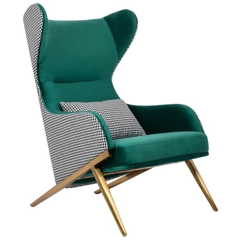 Tapicerowany fotel Hampton Velvet MSE011000304.P02V35 ciemnozielony pepitka