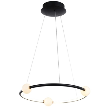 Wisząca LAMPA loft LOZANNA PND-20112035-1A-BL Italux metalowa OPRAWA okrągła LED 36W 3000K zwis pierścień ring kule balls czarne