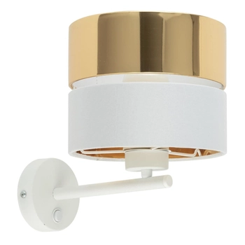 Okrągła kinkiet glamour Hilton 4770 TK Lighting tuba tkaninowy biały złoty