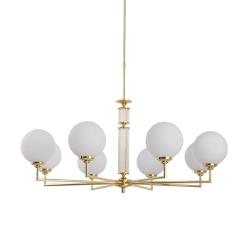 Jadalniany żyrandol Artu Glass ART-ZW-8 (Z) G kule szklane białe mosiądz