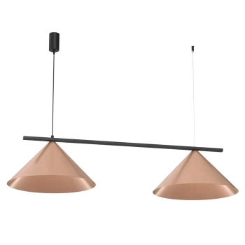 Wisząca lampa do jadalni CAPITAL MLP0944 stożki na belce miedziany