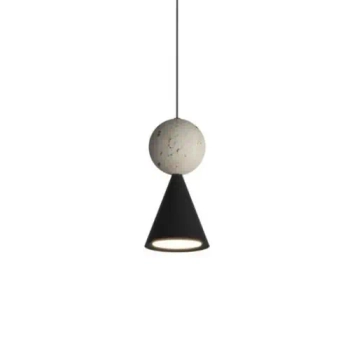 Wisząca lampa nowoczesna BINGO czarna szara P0683 1xLED 8W 3000K trawertyn kula