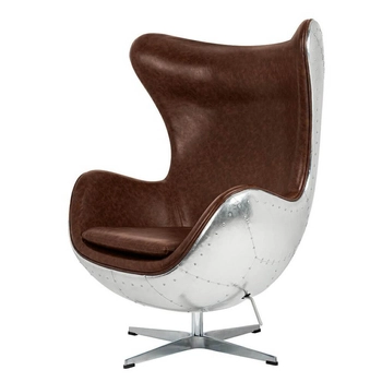 Nowoczesny fotel Egg KH1501100205 King Home metal ekoskóra brązowy