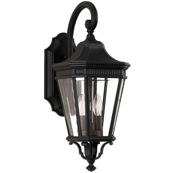 Zewnętrzna LAMPA elewacyjna Cotswold  FE-COTSLN2-M-BK Elstead FEISS ogrodowa OPRAWA szklany kinkiet retro IP44 czarny przezroczysty