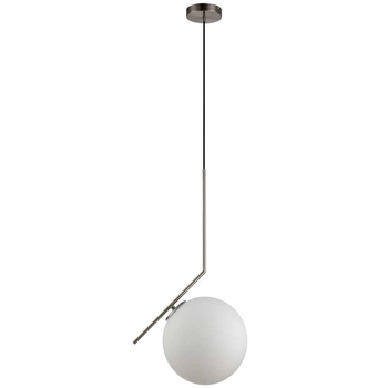 Wisząca LAMPA loftowa CONDI MDM-7475/1-M-SN MDECO metalowa OPRAWA zwis szklana kula ball satyna biała