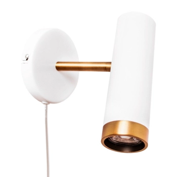 Ruchoma lampa ścienna Plus 4300450-5002 metalowa tuba do czytania biały