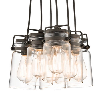 Stalowa lampa wisząca Brinley KL-BRINLEY6-OZ Kichler przezroczysta brąz