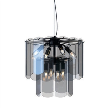 Zwieszana lampa salonowa Nira MD3523-8M-EBCN Zumaline szkło przydymiony czarny