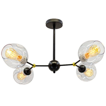 Modernistyczna LAMPA sufitowa Giro 1094/4 BLACK Elem loftowa OPRAWA szklana chemistry czarna przezroczysta