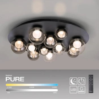 Sufitowa lampa na pilot PURE LINES czarna 6588-15 11xLED 3W 2200-5000K zmienna barwa