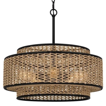 Ekologiczna lampa wisząca Teton QZ-TETON-5P-MBK naturalna lina